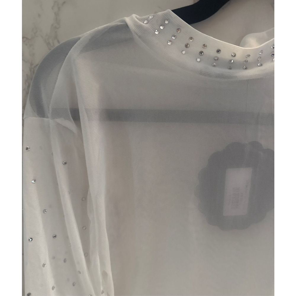 Sterling Kreek Long Sleeve White Silver Rhinestones PERFECT TO ADD UNDER TEES - Picture 3 of 3